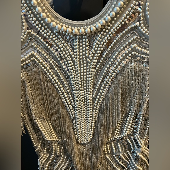 NWT - ASOS EDITION SEQUIN AND PEARL JUMPSUIT WITH FRINGING - Women’s size: 12 - Picture 7 of 16